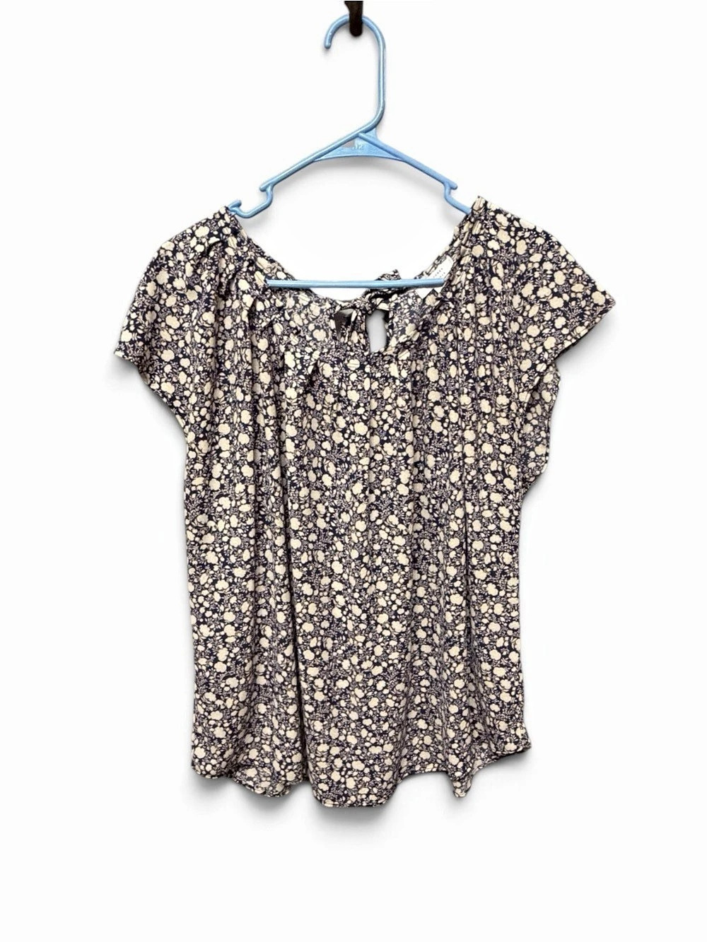 Lauren Conrad Floral Short Sleeve Blouse in Blue, Yellow & Cream Size XXL